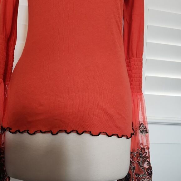 Free People Orange Bell Sleeves size M - Picture 4 of 9